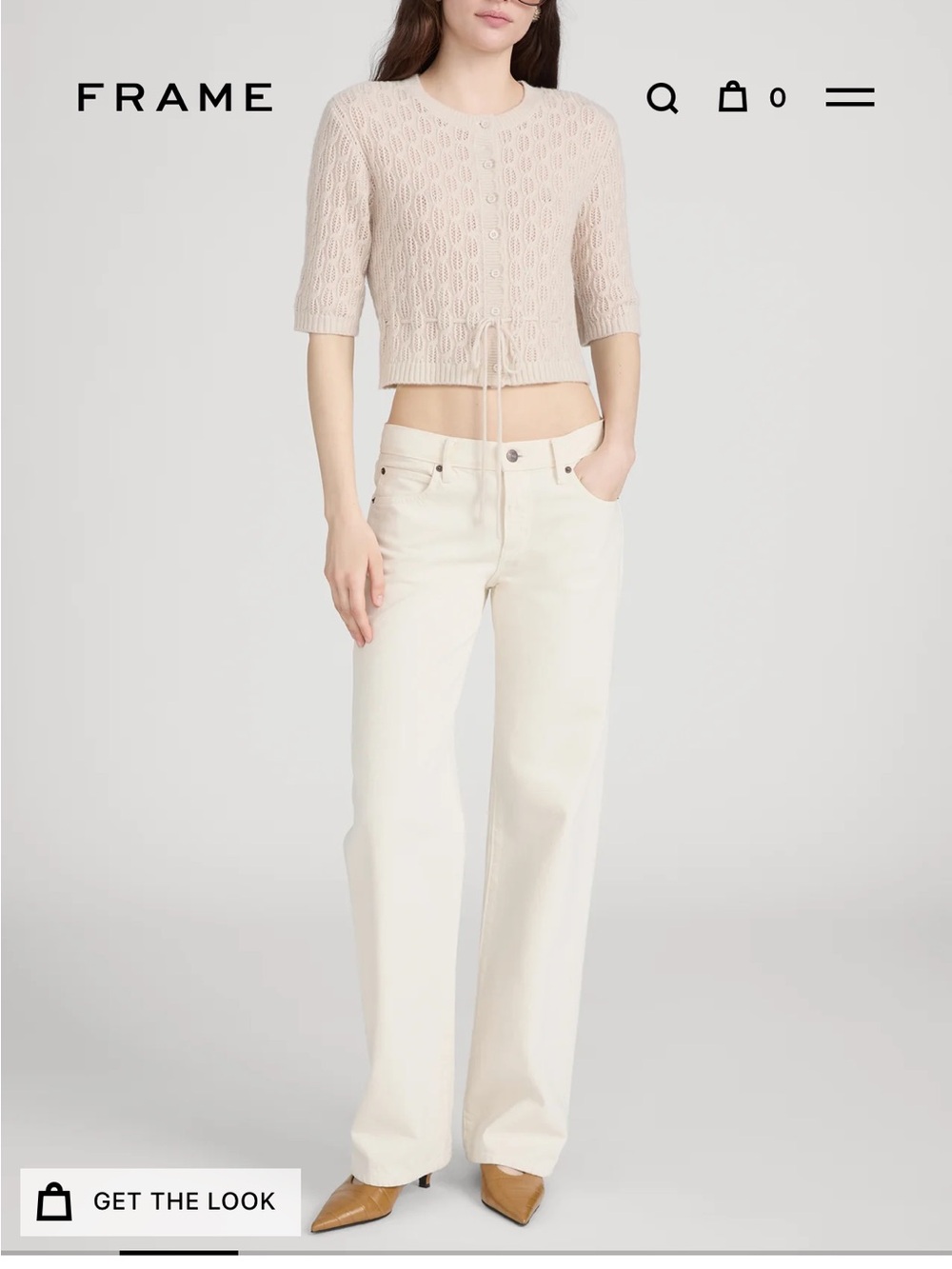 Frame High-Rise Straight Leg Jeans in Cream